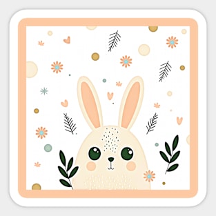 cute easter bunny, Scandinavian graphic style, pastel colors, vintage Sticker